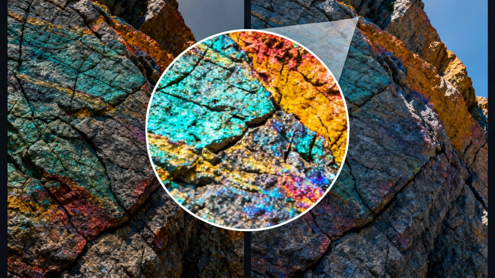 4K超高清专区技术测试界面截图，画面左侧展示1080P画质，右侧展示4K画质，通过放大对比图清晰呈现了4K在细节纹理和色彩层次上的显著提升，界面底部有测试参数数据